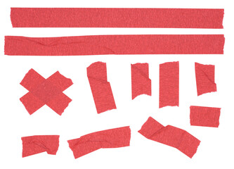 A set of red tape elements	