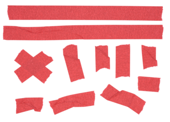 A set of red tape elements	