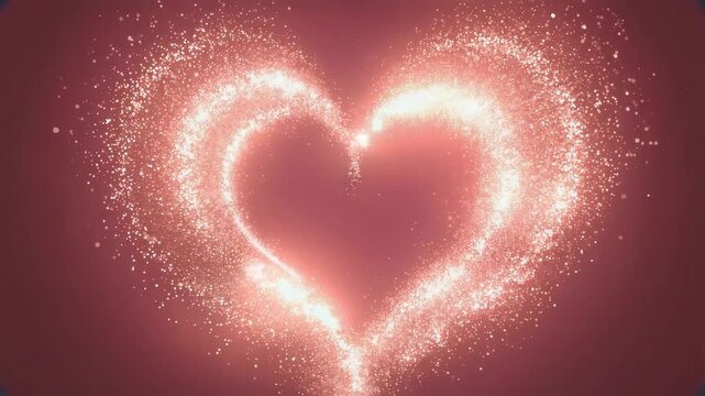 A stunning heart shape created from shimmering sparkles glowing brightly against a dark background
