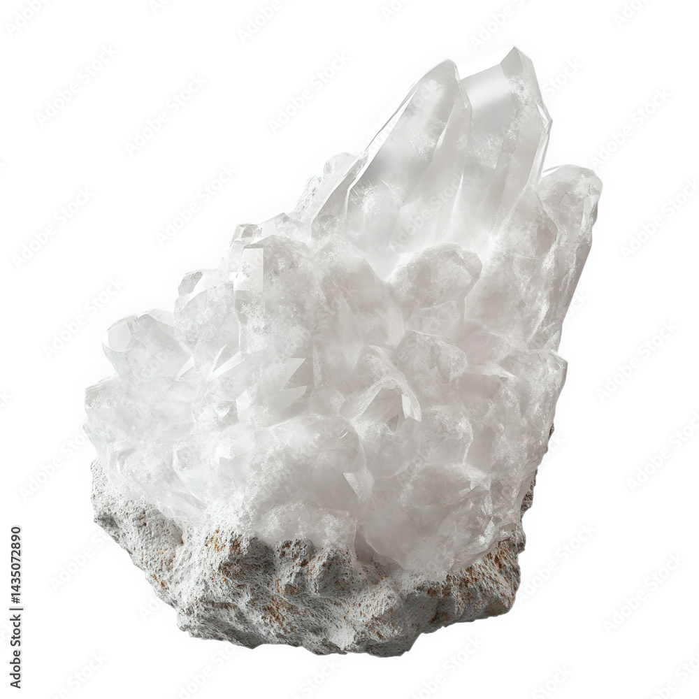 Aufkleber a large. clear quartz crystal cluster with sharp. pointed formations and a rough base the crystal is