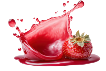 Red berry jam splatter with bubbles brings bold color and texture to clean white background layouts