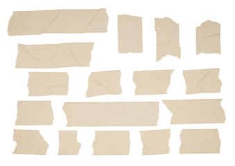 A set of vintage beige crinkled masking tape strips