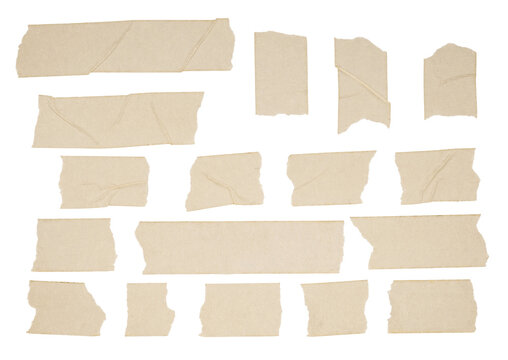 A set of vintage beige crinkled masking tape strips