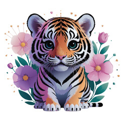 tiger with flower