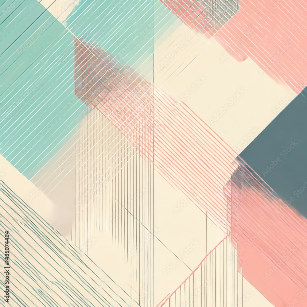 Poster abstract pastel color block design on white background