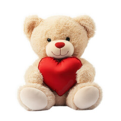 Obraz premium plush teddy bear holding a red heart. symbolizing love and affection the bear has a soft. fluffy texture and a friendly expression. making it an ideal gift for occasions like valentine's day. annivers