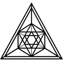 Geometric Triangle Mandala Vector on White