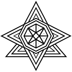 Geometric Triangle Mandala Vector on White