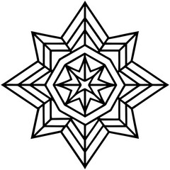 Geometric Triangle Mandala Vector on White