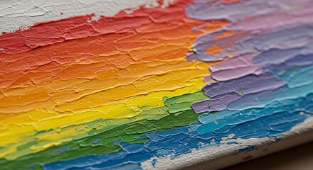 Fototapeta premium Rainbow Textured Abstract Painting with Colorful Brushstrokes