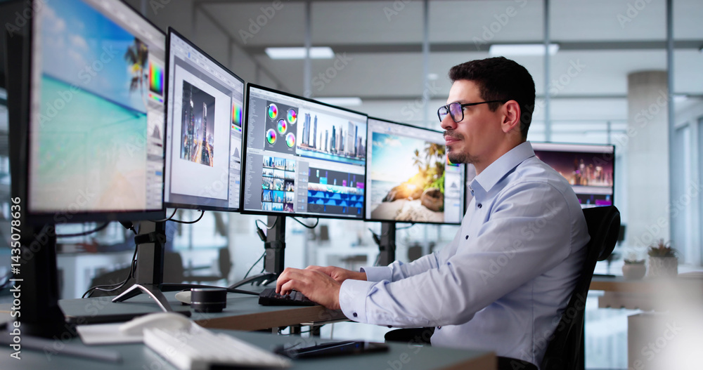 Poster Graphic Web Designer Using Design Software