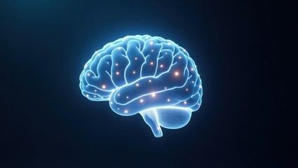 Glowing Human Brain Neural Network 3D Medical Illustration Digital Art