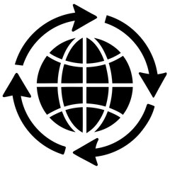 Earth recycle icon Simple solid style on transparent background