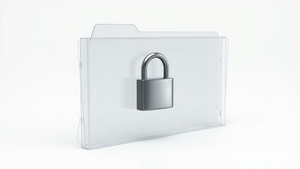 Secure Digital Data Protection Transparent Folder with Padlock Privacy Concept