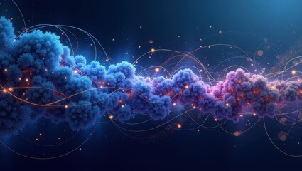 Obraz premium Enchanting Digital Art Glowing Trees Connected by Mystical Energy Lines