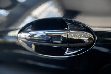 Modern door handle new car. Smart retractable door handles