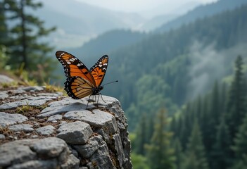 butterfly on the top of mountain