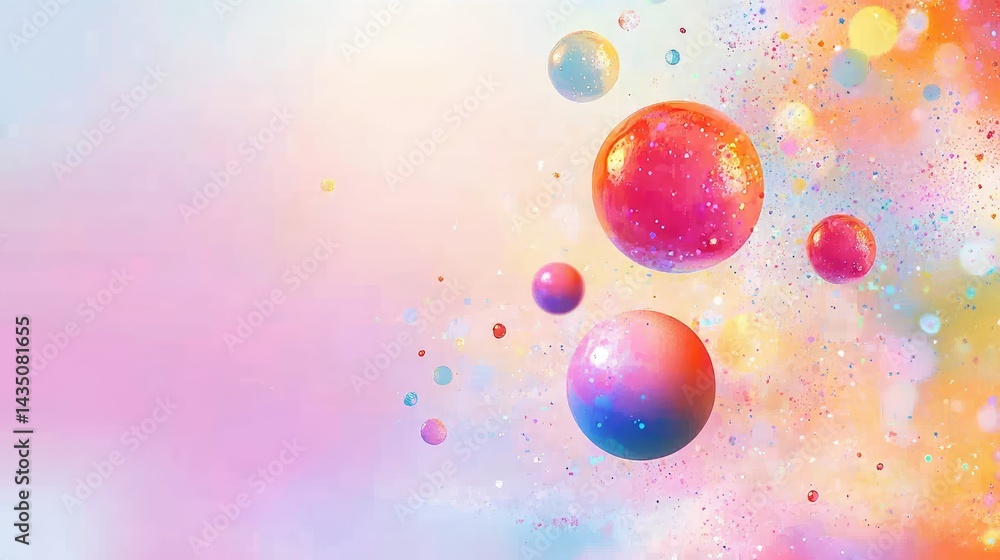 Poster abstract sphere gradient background with shiny halftone pop dots on soft colorful backdrop