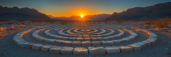 Sunset Spiral Stone Labyrinth.