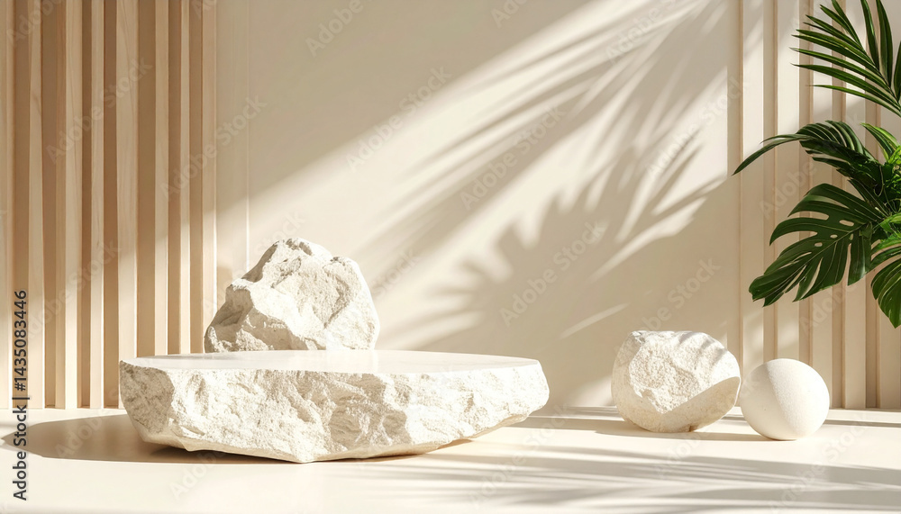 Aufkleber 3d round podium set background with light and shadow. abstract geometric composition in minimalist d