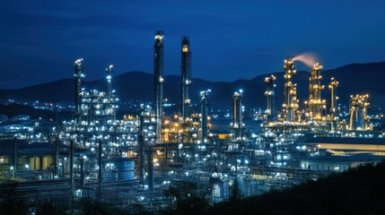 Obraz premium Industrial complex at night