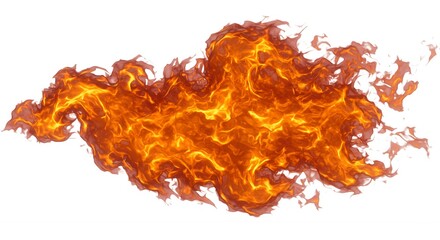 Burning Fire Flame Isolated on White Background with Bright Orange Glow