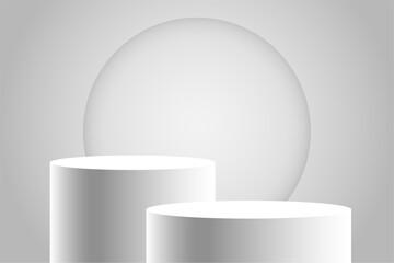 3d style white empty pedestal stage for award ceremony