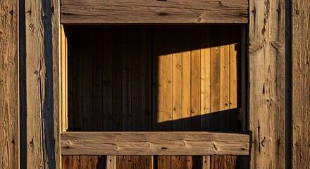 Wooden Wall with Shadow and Light in Natural Lighting