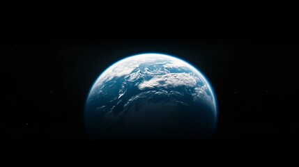Fototapeta premium Blue planet viewed from space, majestic earth with swirling clouds, ideal for environmental themes or cosmic exploration.