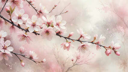Delicate Pink Blossom Branch Springtime Floral Art Print