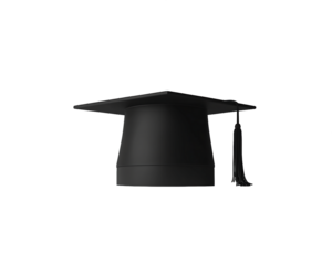 Black Graduation Cap on Transparent Background, PNG