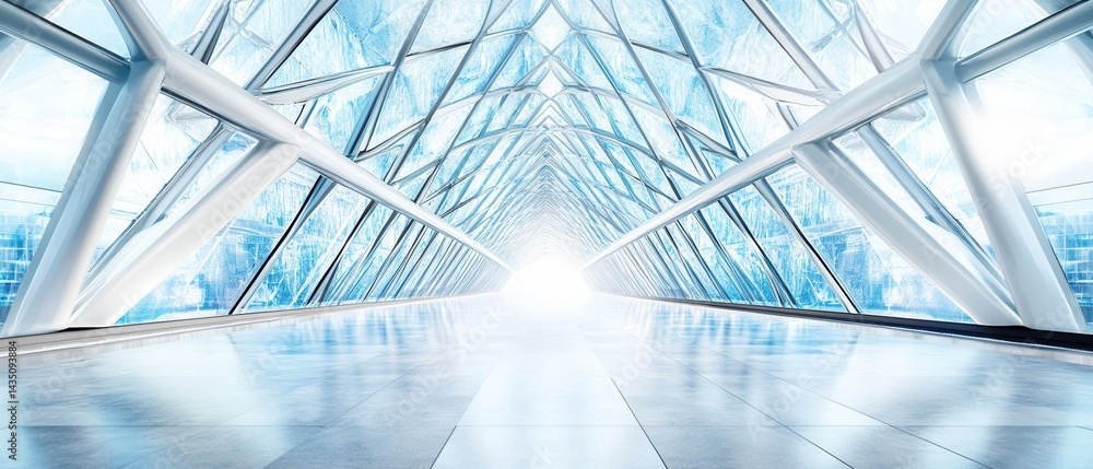 Poster futuristic architectural design with glass and steel creating a bright and modern interior space sho