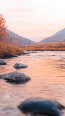 Serene Autumn Sunset Over a Calm River Valley