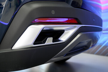 Close-up of a modern car exhaust pipe