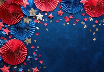 Obraz premium Patriotic Paper Fan Decor with Stars