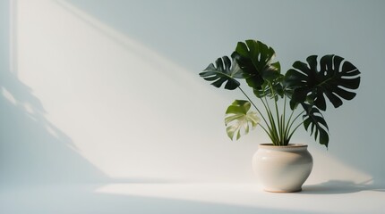 Obraz premium Decorative Plant Casting Shadows on Wall