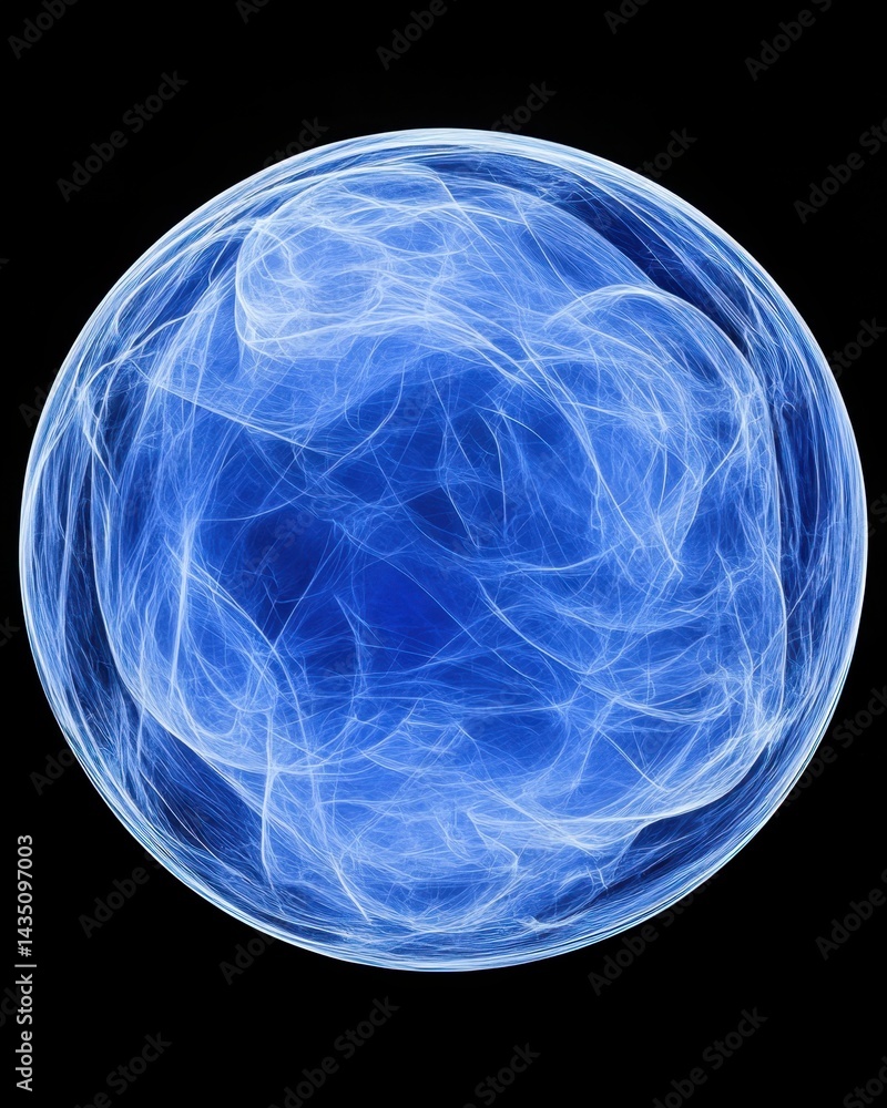 Poster abstract blue sphere with intricate glowing lines creating a mesmerizing digital art composition aga