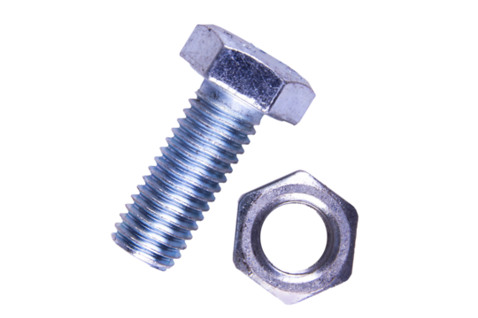 bolt and nut isolated on white, transparent background. png image