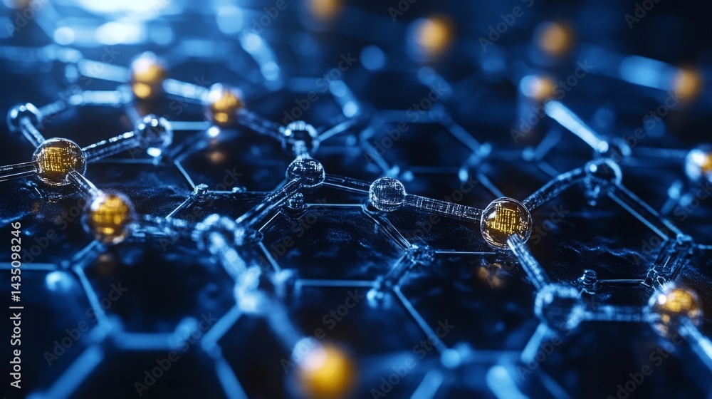 Poster digital molecules: a macro view of intricately connected molecules, illuminating the cutting edge of