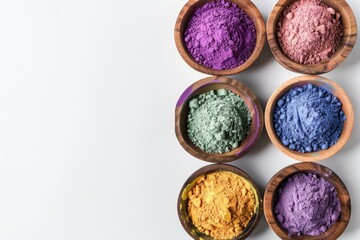 Gulag colours in bowl for Holi festival, Hindu tradition festive. Happy holi indian festival dahan banner concept.