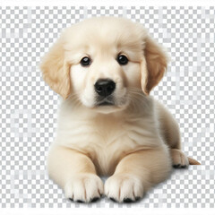 Cute 2-Month-Old Retriever Puppy Isolated on Transparent with white Background