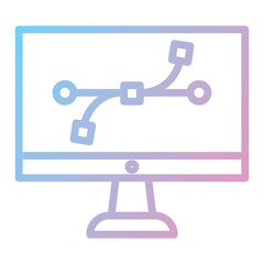 Vector Graphic Design Icon on a Monitor,graphic design line flat_Curve
