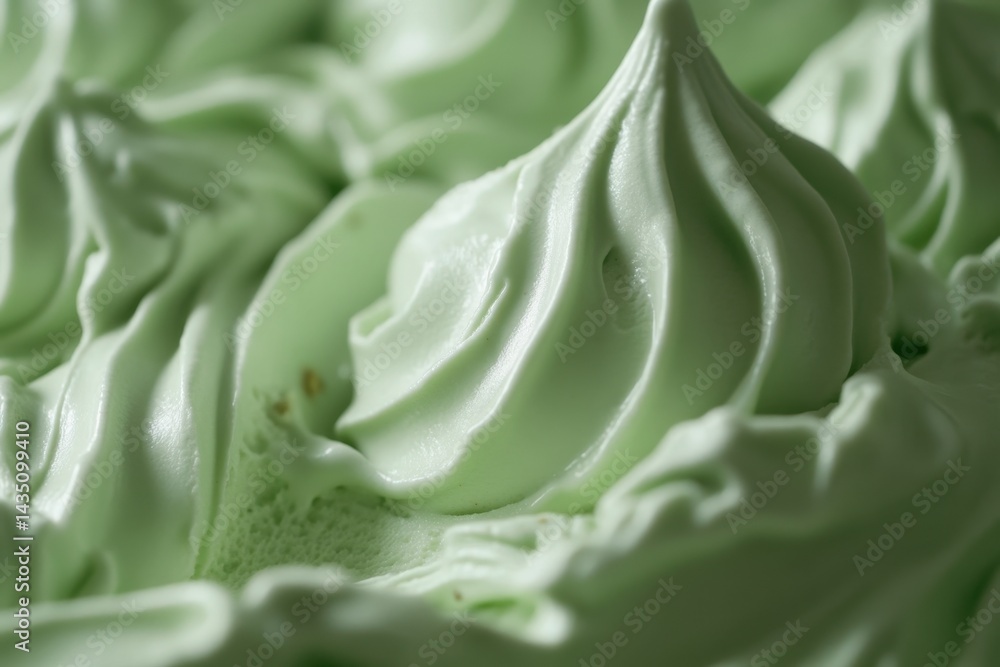 Poster close up of refreshing mint ice cream swirl with smooth texture and vibrant green color creating a d