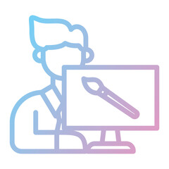 Graphic Designer at Work Icon,graphic design line flat_Designer