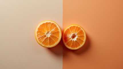 Sliced Oranges on Dual Tone Background