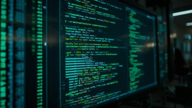Displaying Computer Code on Screen Close Up Technology