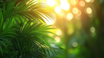 Obraz premium Tropical Palm Leaves Sunset Glow.