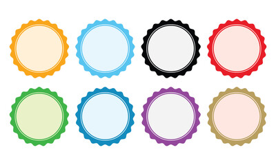 Simple circle frame vector icon set in different color. Collection of empty circular stamp signs. Blank labels or circular stamp set vector template
