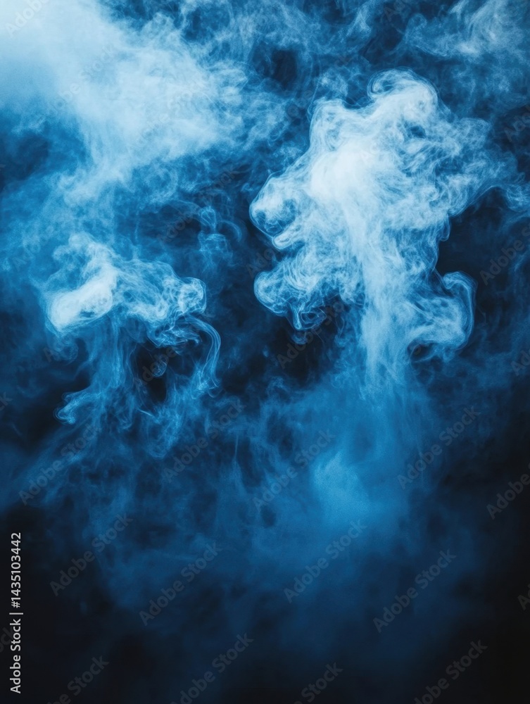 Poster ethereal blue smoke ascending in a dark space creating a mysterious and dreamy atmosphere abstract c