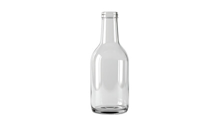 Empty glass bottle on white background, studio shot reflecting light
